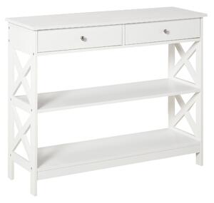 Consolle Ingresso 2 Cassetti 100x30,5x80 cm in MDF Bianco