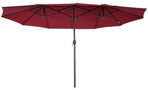 Ombrellone da Giardino Doppio 4,6x2,7m in Acciaio e Poliestere Rosso