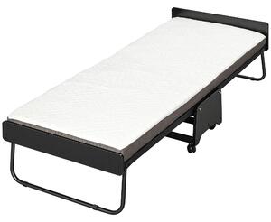 Brandina Pieghevole con Materasso H10 cm 80x200 cm Struttura in Acciaio con Ruote e Doghe