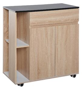 Mobiletto da Cucina con Cassetti e Ruote in Legno Rovere nero 78x39.5x88.5 cm