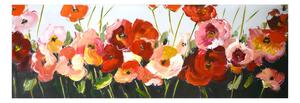 Quadro dipinto fiori cm 50x150x4