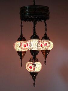 Lampada a sospensione turca Mosaico Lampadari marocchini fatti a mano Rosa 4 sfere di vetro