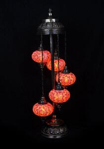 Lampada da terra con mosaico turco - Lampada marocchina fatta a mano con 5 sfere arancioni - Autentica e unica