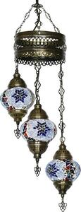 Lampada a sospensione Mosaico Orientale Blu 70 cm di altezza, 20 cm di larghezza, 13,5 cm di diametro, attacco E14, realizzata a mano