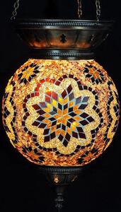Lampada a sospensione turca marrone, 25 cm - Lampada orientale realizzata a mano con vetro mosaico per una luce suggestiva