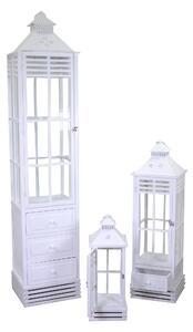 Set 3 Lanterna in legno bianco rettangolare