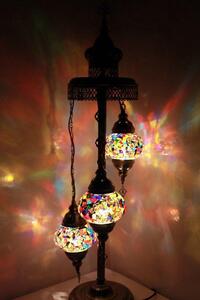 Lampada da terra con mosaico turco - Lampada marocchina fatta a mano con 3 sfere multicolori - Autentica e unica