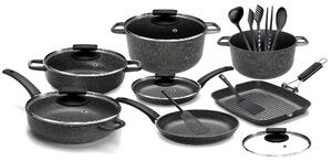 Batteria di Pentole 18 Pezzi in Alluminio Pressofuso Antiaderente Olympia Hard Cook