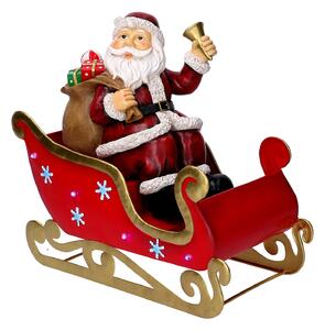 Pupazzo Babbo Natale in Metallo slitta rosso cm 32x17xh29