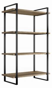 Scaffale Lader con Struttura e Ripiani H1150 Verniciato Nero Acciaio e Legno Emuca