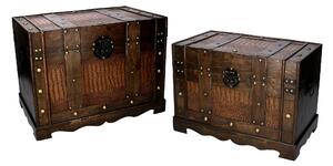 Set 2 Baule in legno marrone rettangolare