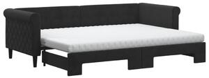 Divano Letto Estraibile con Materassi Nero 80x200 cm Velluto
