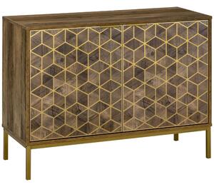 Mobile 2 Ante 99x39x75,5 cm con Decori Dorati Gambe in Acciaio