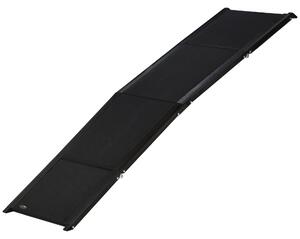 Rampa per Cani Pieghevole 158x43,5x2,5 cm in MDF e Alluminio Nero