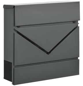 Cassetta Postale con Portagiornali 37x10,5x37 cm 2 Chiavi in Acciaio Zincato Grigio