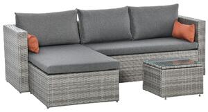 Set 2 Divani e Tavolino da Giardino in Rattan Grigio