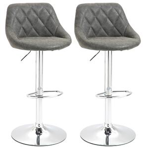 Set 2 Sgabelli da Bar 51,5x48x83-104 cm in Similpelle Grigio Scuro