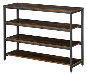 Scaffale 4 Ripiani 100x30x72 cm in Metallo e Legno Marrone Rustico