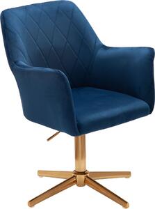 Sedia da scrittura design in velluto blu scuro sedia girevole con schienale | Wohnling