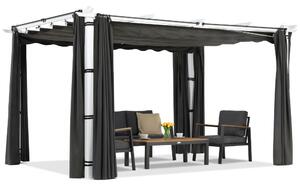 Pergola da terrazzo Barbados 3x4 m con tende Garden Point bianco-antracite