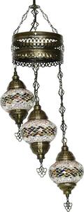 Lampada a sospensione Mosaico orientale in colori misti - Altezza 70 cm, larghezza 20 cm, diametro 13,5 cm - Attacco E14