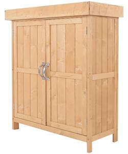 Armadio Porta Attrezzi da Giardino 2 Ripiani in Legno 74x43x88 cm