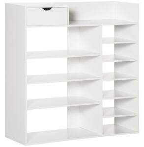 Mobile Scarpiera 88x30x93 cm 12 Paia di Scarpe 1 Cassetto Bianco