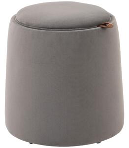 Pouf Contenitore 2 in 1 Convertibile in Tavolino da Caffè Ø44x47,5 cm in Velluto Grigio
