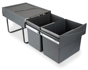 Set 2 Pattumiere Differenziata per Mobile 30 Litri in Acciaio e Plastica Emuca Grigio antracite