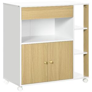Carrello da Cucina 80x39x85,5 cm con Ruote in Truciolato Rovere e Bianco