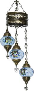 Lampada a sospensione Mosaico Orientale Azzurro 70 cm di altezza 20 cm di larghezza Attacco E14 per TL/LED 13,5 cm di diametro