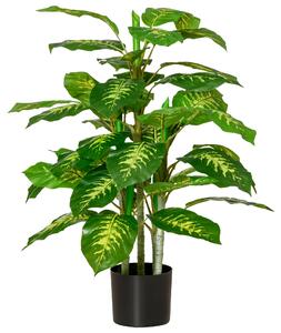 Pianta Artificiale Sempreverde H95 cm con Vaso per Interni ed Esterni Verde