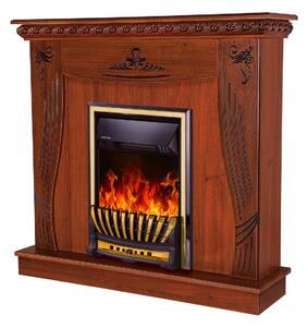 Camino Elettrico da Pavimento 103,5x110x30 cm Effetto Fiamma 2000W Napoli & Meridian Noce