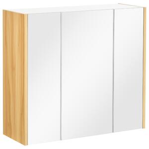 Specchiera da Bagno 3 Ante 68x22x60 cm Mensole Regolabili Bianco