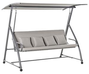 Dondolo 3 Posti da Giardino 218x120x168 cm in Acciaio Marrone