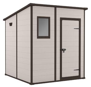 Casetta da Giardino Porta Attrezzi 183,5x185x200 cmin Resina Effetto Legno Keter Manor Pent 6x6 Beige