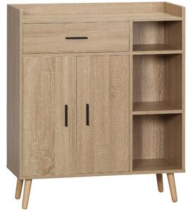 Credenza Moderna Multiuso con Armadietto e Cassetto 80x30x96,5 cm in Legno Naturale