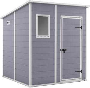 Casetta da Giardino Porta Attrezzi 183,5x185x200 cmin Resina Effetto Legno Keter Manor Pent 6x6 Grigia