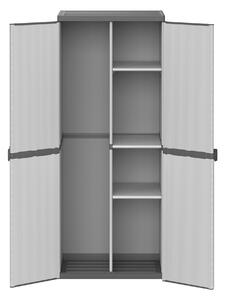 Armadio Portascope da Esterno 68x40x165 cm 2 Ante 4 Ripiani in Resina Grigio