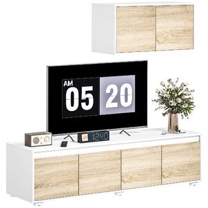 HOMCOM Set 2 Pezzi in Truciolato, Mobile TV max 70" 160x39x43 cm e Mobile Multiuso a Parete 80x35x40 cm