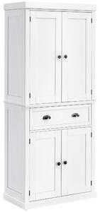 HOMCOM Mobile Cucina con Armadietto Superiore e Inferiore e Cassetto Centrale in MDF, Truciolato e Metallo, 76x40.5x184cm, Bianco|Aosom