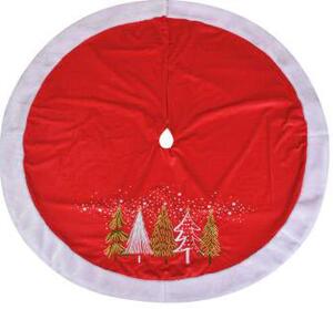 Copri base Albero di Natale in Tessuto con alberi rosso cm Ø120
