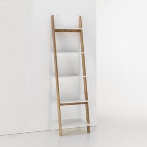 Scaffale 5 Ripiani da Soggiorno 43x37x164 cm in Bambù TFT Memphis Bianco e Bambù