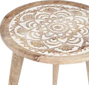 Set di 2 tavolini in legno di mango chiaro Tavolino decorativo Tavolino da salotto piccolo Design orientale Beliani