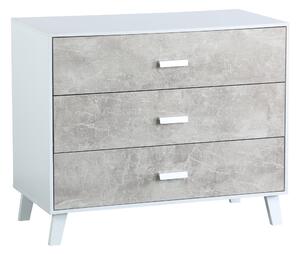 Comò 3 Cassetti 90x40x75 cm in Pannello Truciolare Bianco/Cemento