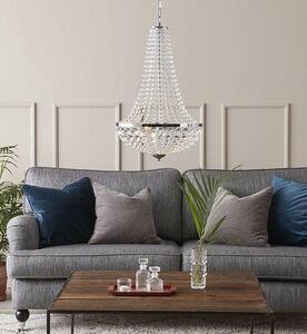 Splendida lampada da soffitto rustica con 2 punti luce in cristallo e metallo cromato, Ø 40 cm, altezza 55 cm
