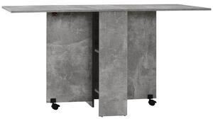 Tavolo Pieghevole Salvaspazio 75x140x74 cm con Ruote in Legno Grigio
