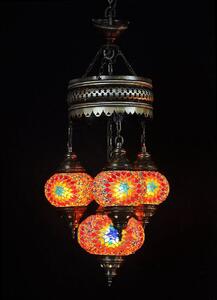 Lampada a sospensione turca a 4 sfere in vetro mosaico dai colori vivaci – lampada da soffitto orientale con 4 sfere in vetro mosaico