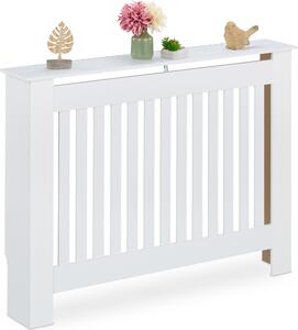 Copritermo Relaxdays in stile rustico, HBT 83x112x19 cm, per radiatori vintage, mensola di copertura per radiatori, MDF, bianco