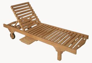 Lettino prendisole in legno di teak con ruote Fun